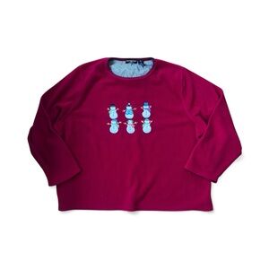 Vintage Red Fleece Snowman Ugly Christmas Pullover 3X Plus Size Holiday Winter